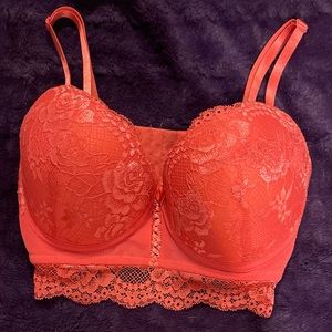 COPY - NWOT bright coral lace underwire bustier crop top!✨🧡💋